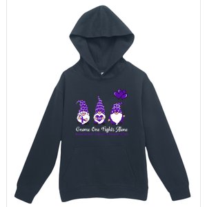 Gnome One Fights Alone Pancreatic Cancer Awareness Ribbon Urban Pullover Hoodie