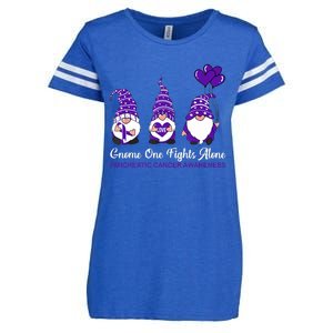 Gnome One Fights Alone Pancreatic Cancer Awareness Ribbon Enza Ladies Jersey Football T-Shirt