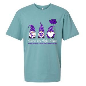 Gnome One Fights Alone Pancreatic Cancer Awareness Ribbon Sueded Cloud Jersey T-Shirt