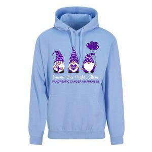 Gnome One Fights Alone Pancreatic Cancer Awareness Ribbon Unisex Surf Hoodie