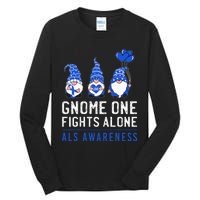 Gnome One Fights Alone ALS Awareness Month Ribbon Support Tall Long Sleeve T-Shirt