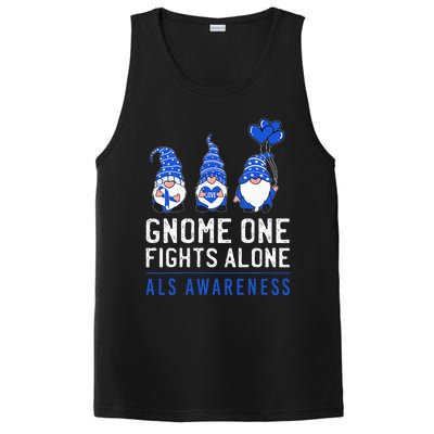 Gnome One Fights Alone ALS Awareness Month Ribbon Support PosiCharge Competitor Tank