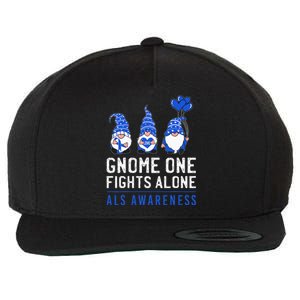 Gnome One Fights Alone ALS Awareness Month Ribbon Support Wool Snapback Cap