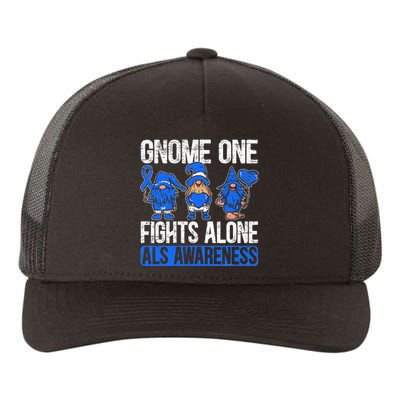 Gnome One Fights Alone ALS Awareness Ribbon Supporter Yupoong Adult 5-Panel Trucker Hat