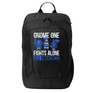 Gnome One Fights Alone ALS Awareness Ribbon Supporter City Backpack