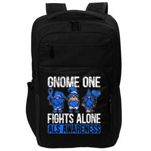 Gnome One Fights Alone ALS Awareness Ribbon Supporter Impact Tech Backpack