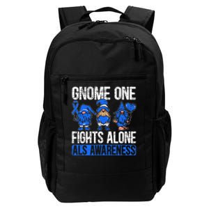 Gnome One Fights Alone ALS Awareness Ribbon Supporter Daily Commute Backpack