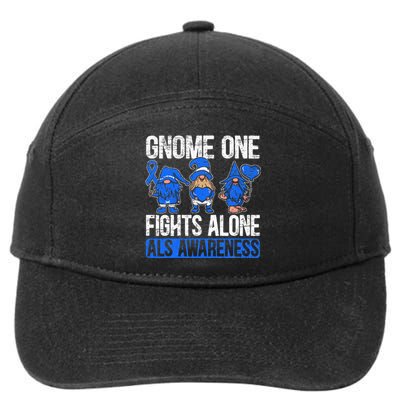 Gnome One Fights Alone ALS Awareness Ribbon Supporter 7-Panel Snapback Hat