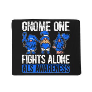 Gnome One Fights Alone ALS Awareness Ribbon Supporter Mousepad