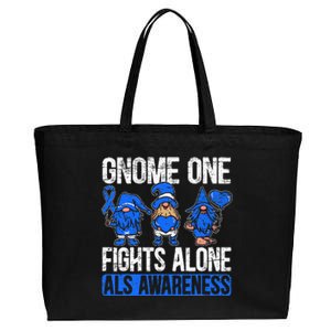 Gnome One Fights Alone ALS Awareness Ribbon Supporter Cotton Canvas Jumbo Tote