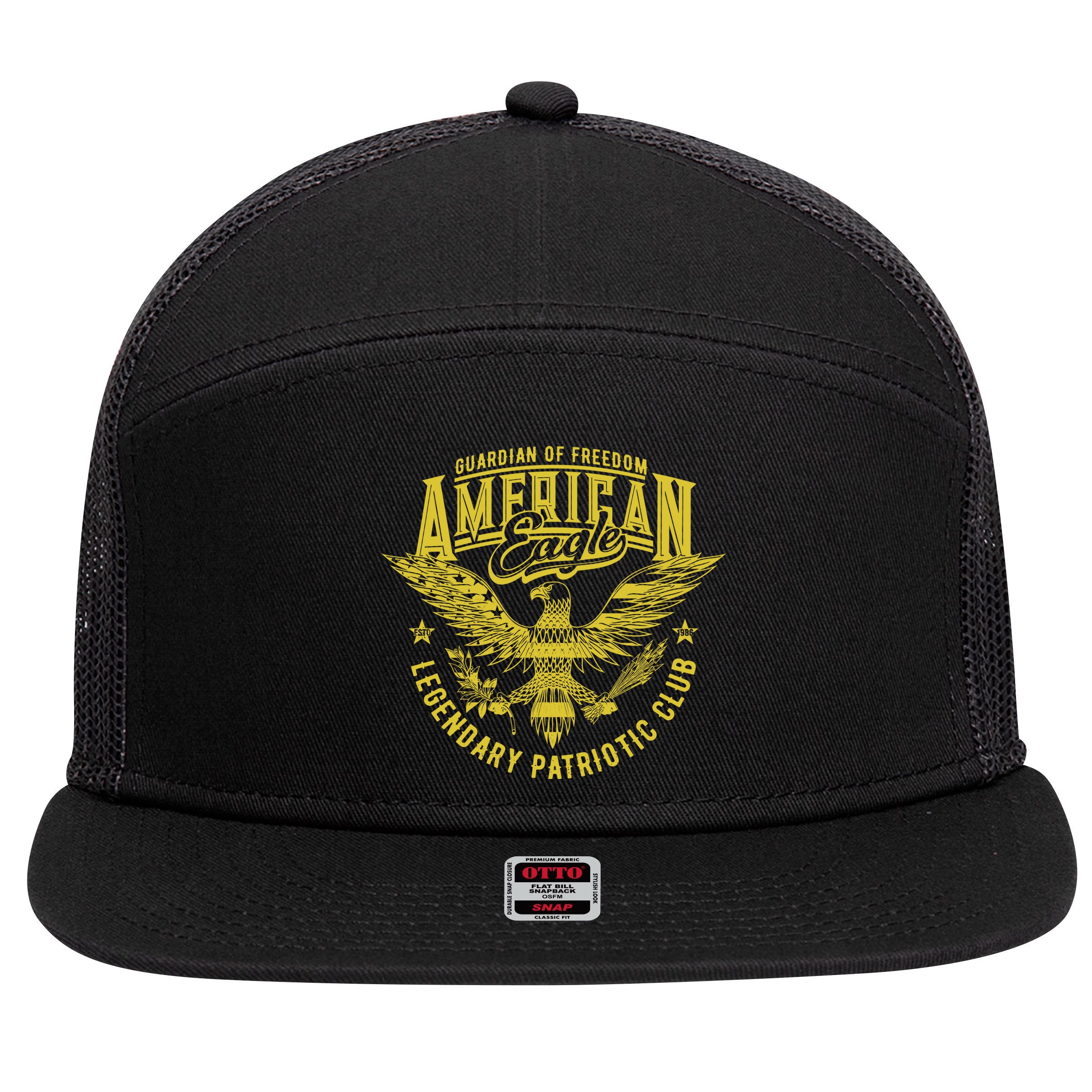 Guardian Of Freedom American Eagle Legendary Patriotic Club 7 Panel Mesh Trucker Snapback Hat