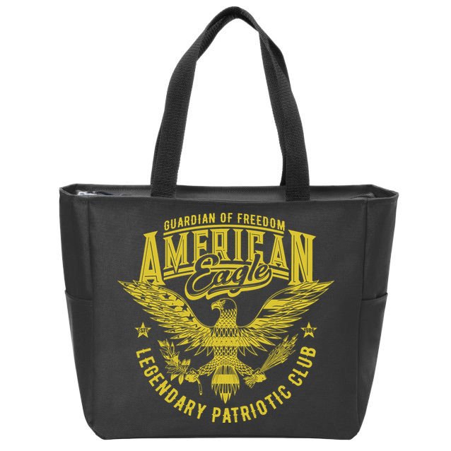 Guardian Of Freedom American Eagle Legendary Patriotic Club Zip Tote Bag