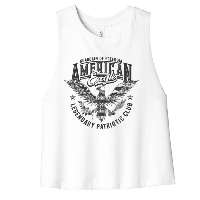 Guardian Of Freedom American Eagle Legendary Patriotic Club Women's Racerback Cropped Tank