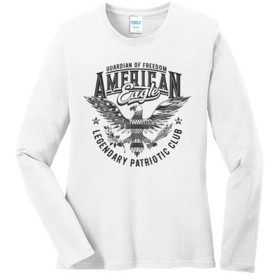 Guardian Of Freedom American Eagle Legendary Patriotic Club Ladies Long Sleeve Shirt