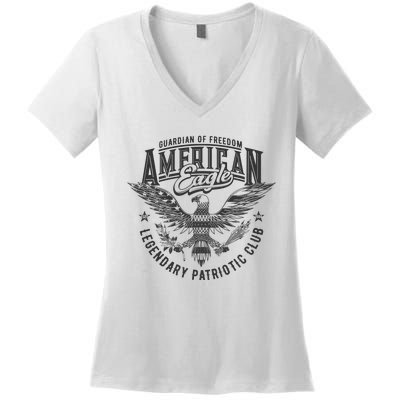 Guardian Of Freedom American Eagle Legendary Patriotic Club Women's V-Neck T-Shirt