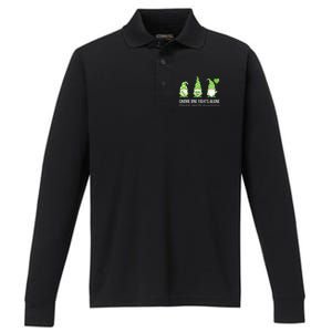 Gnome One Fights Alone Mental Health Awareness Green Ribbon Performance Long Sleeve Polo