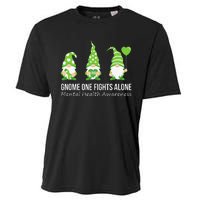 Gnome One Fights Alone Mental Health Awareness Green Ribbon Cooling Performance Crew T-Shirt