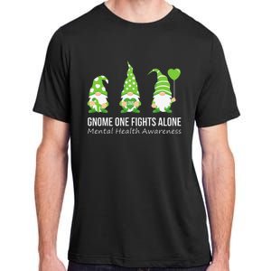 Gnome One Fights Alone Mental Health Awareness Green Ribbon Adult ChromaSoft Performance T-Shirt