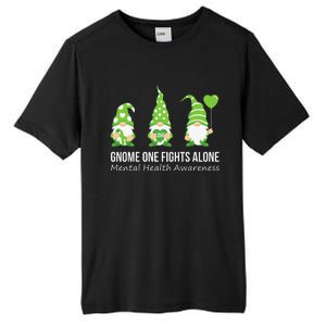 Gnome One Fights Alone Mental Health Awareness Green Ribbon Tall Fusion ChromaSoft Performance T-Shirt