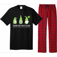 Gnome One Fights Alone Mental Health Awareness Green Ribbon Pajama Set