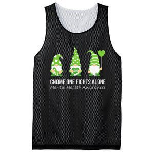 Gnome One Fights Alone Mental Health Awareness Green Ribbon Mesh Reversible Basketball Jersey Tank