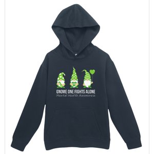 Gnome One Fights Alone Mental Health Awareness Green Ribbon Urban Pullover Hoodie