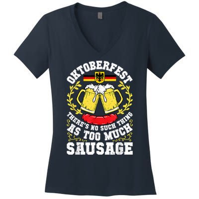 German Oktoberfest Funny Octoberfest Party Women Germany Women's V-Neck T-Shirt