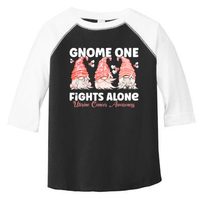 Gnome One Fights Alone Peach Uterine Cancer Awareness Toddler Fine Jersey T-Shirt