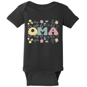 Groovy Oma Grandmother Flowers Oma Grandma Baby Bodysuit