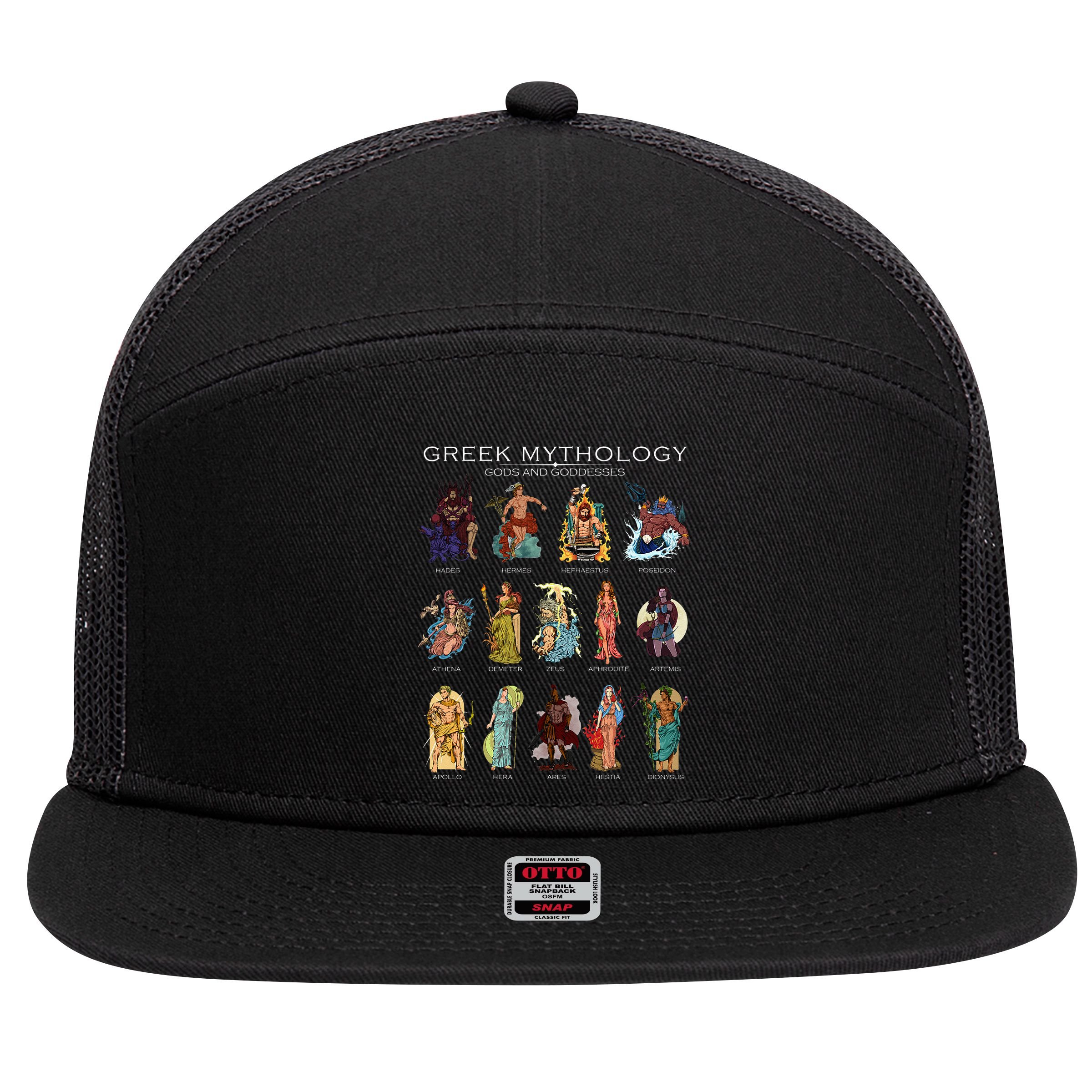 Gods Of Greek Mythology 7 Panel Mesh Trucker Snapback Hat