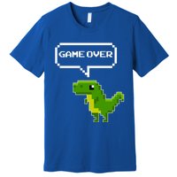 Game Over Gift Funny T Rex Dinosaur Vintage Retro Gaming Gift Premium T-Shirt