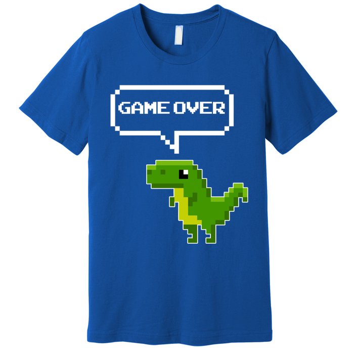 Game Over Gift Funny T Rex Dinosaur Vintage Retro Gaming Gift Premium T-Shirt