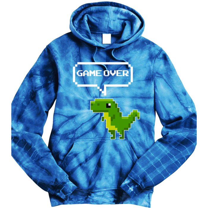 Game Over Gift Funny T Rex Dinosaur Vintage Retro Gaming Gift Tie Dye Hoodie