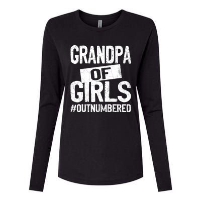 Grandpa Of Girl Outnumbered Funny Fathers Day Womens Cotton Relaxed Long Sleeve T-Shirt