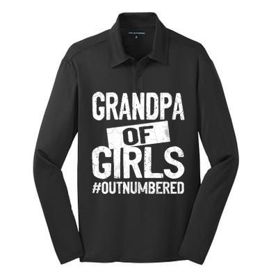 Grandpa Of Girl Outnumbered Funny Fathers Day Silk Touch Performance Long Sleeve Polo