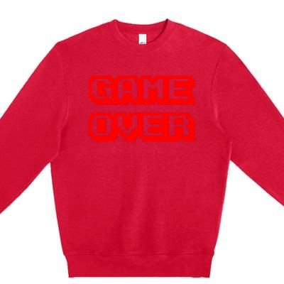 Game Over Gamer Videogamer Arcade Retro Vintage Fun Premium Crewneck Sweatshirt