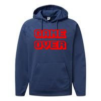 Game Over Gamer Videogamer Arcade Retro Vintage Fun Performance Fleece Hoodie