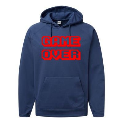 Game Over Gamer Videogamer Arcade Retro Vintage Fun Performance Fleece Hoodie