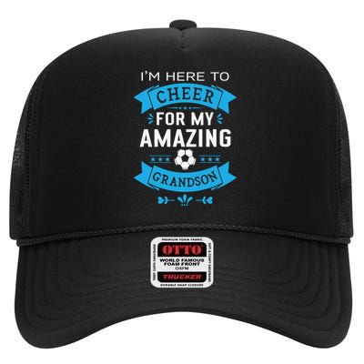 Grandma Or Grandpa Proud Soccer High Crown Mesh Back Trucker Hat