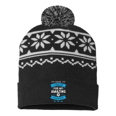 Grandma Or Grandpa Proud Soccer USA-Made Snowflake Beanie