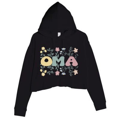 Groovy Oma Grandmother Flowers Oma Grandma Crop Fleece Hoodie