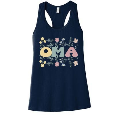 Groovy Oma Grandmother Flowers Oma Grandma Women's Racerback Tank