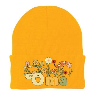 Groovy Oma Grandmother Flowers Oma Grandma Knit Cap Winter Beanie