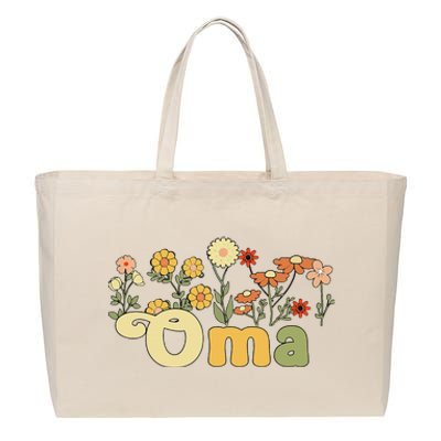 Groovy Oma Grandmother Flowers Oma Grandma Cotton Canvas Jumbo Tote