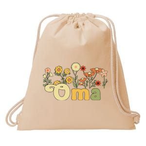 Groovy Oma Grandmother Flowers Oma Grandma Drawstring Bag