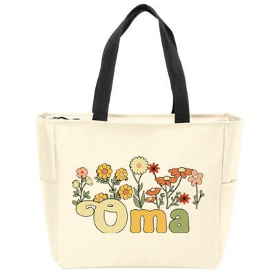 Groovy Oma Grandmother Flowers Oma Grandma Zip Tote Bag