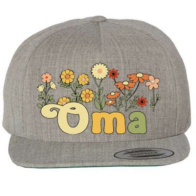 Groovy Oma Grandmother Flowers Oma Grandma Wool Snapback Cap