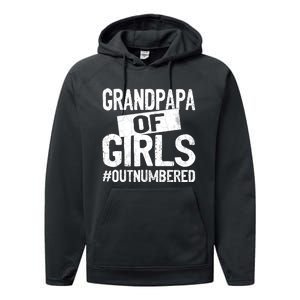 Grandpa Of Girls Outnumbered Funny Fathers Day Performance Fleece Hoodie