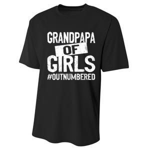 Grandpa Of Girls Outnumbered Funny Fathers Day Performance Sprint T-Shirt