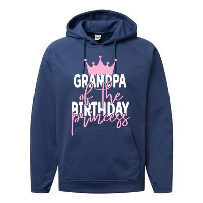 Grandpa Of He Birthday Princess Girls Bday Party Performance Fleece Hoodie